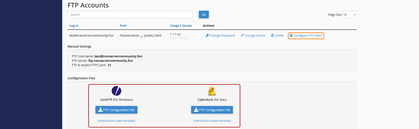 Configure FTP Client