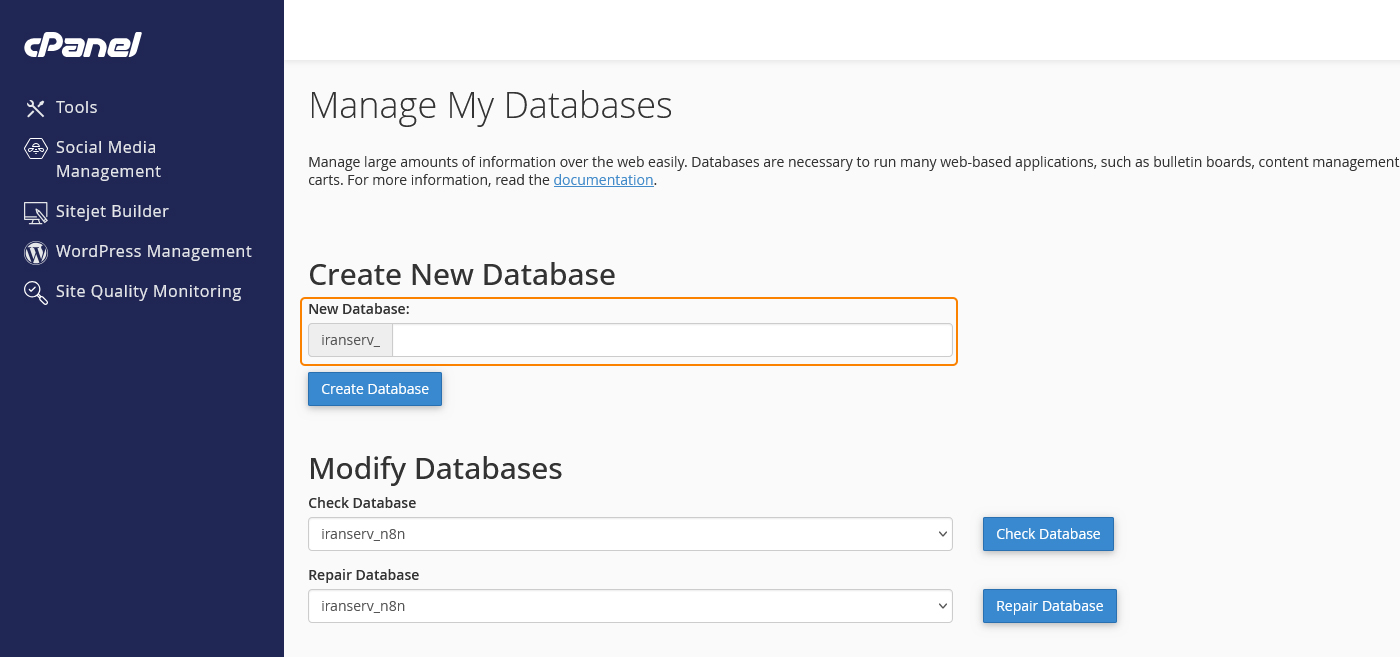 Create New Database