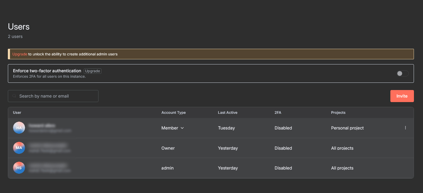انتخاب نوع حساب کاربری در پنل n8n