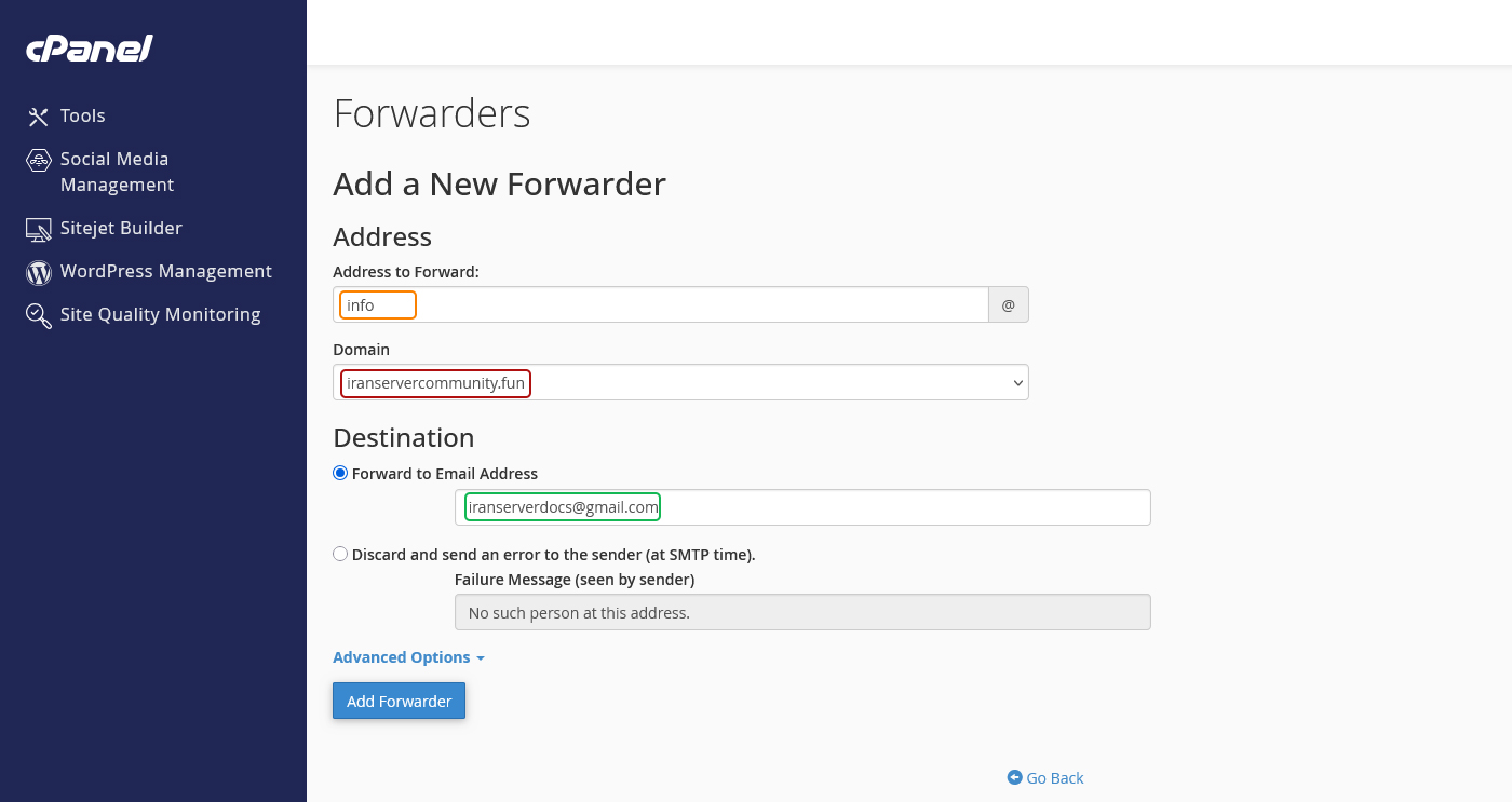 ایجاد Forwarder