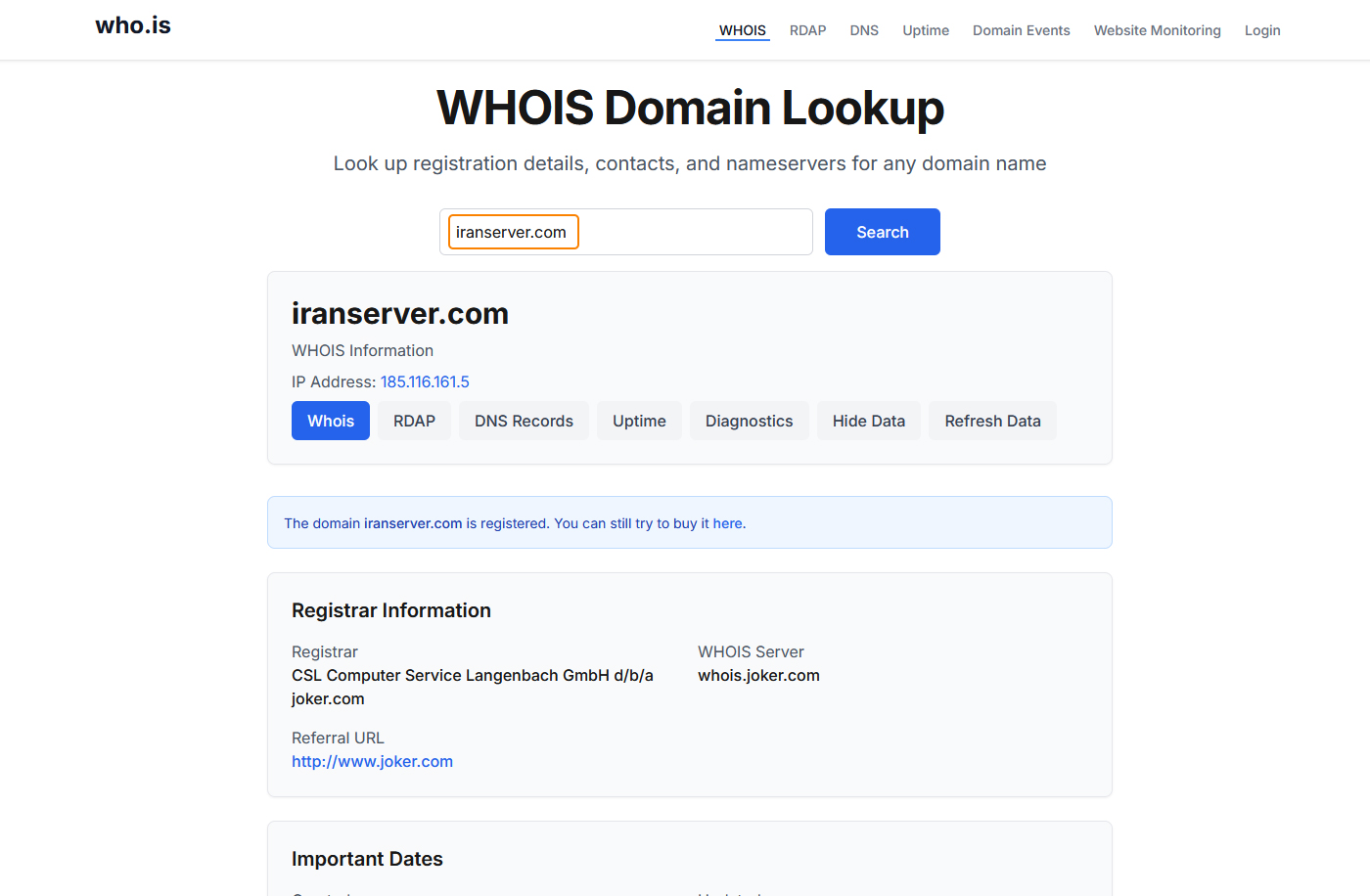 جستجوی دامنه و نتایج اولیه