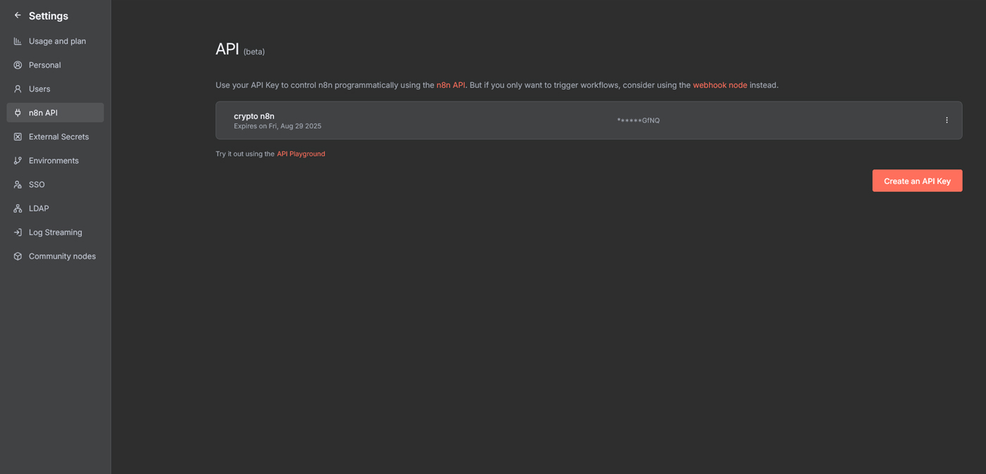 دکمه Create an API Key