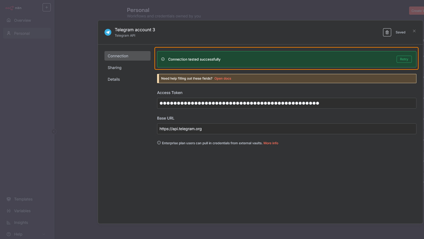 ذخیره و تست Credential