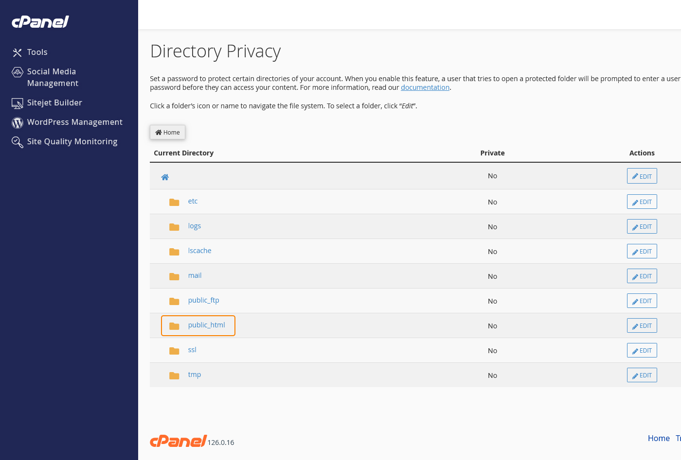 نمای پوشه public_html