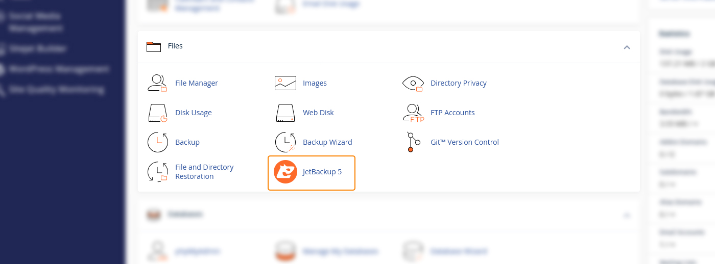 ورود به بخش JetBackup