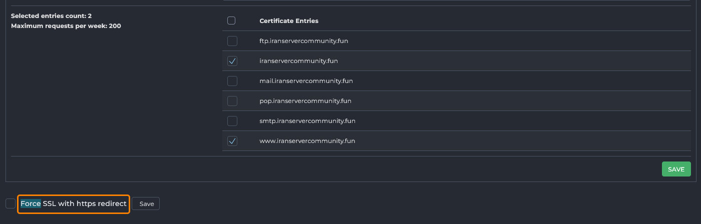 فعالسازی Force SSL with https redirect)