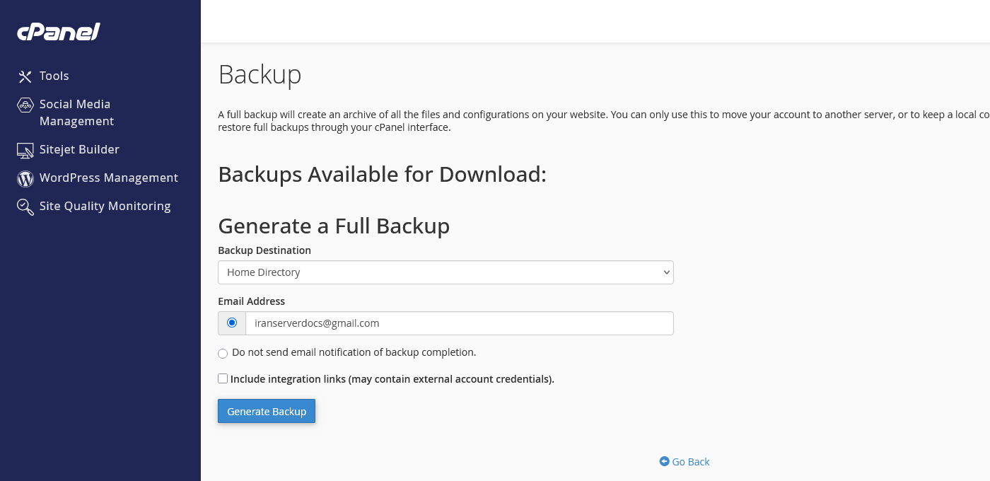 Generate a Full Backup