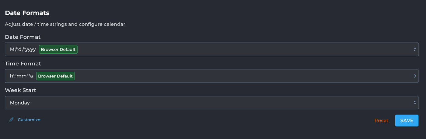 تنظیمات تاریخ
