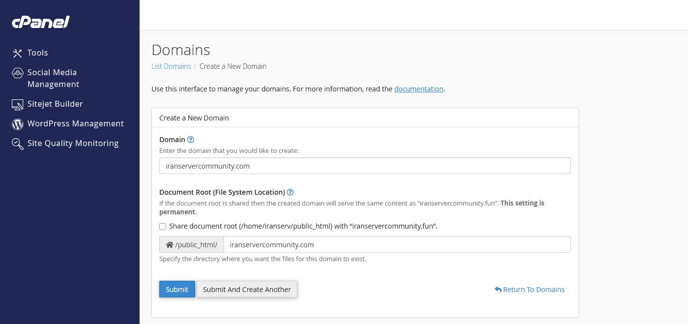 صفحه تغییر دامنه اصلی