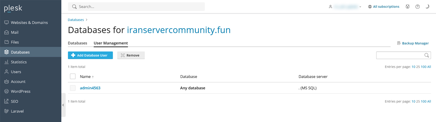 مدیریت کاربران دیتابیس