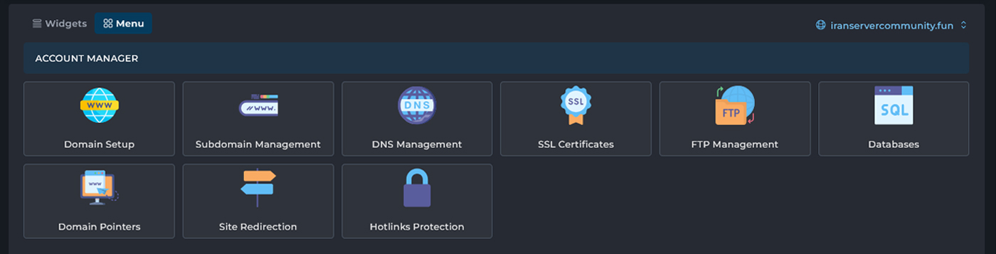 نمای Account Manager