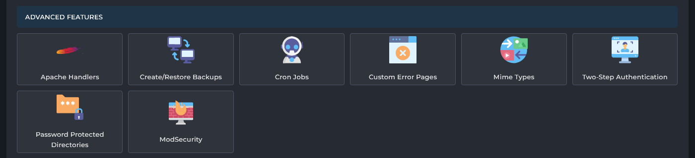 نمای Advanced Features