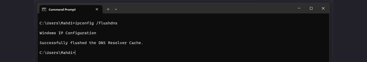 نمایش دستور flushdns در ویندوز
