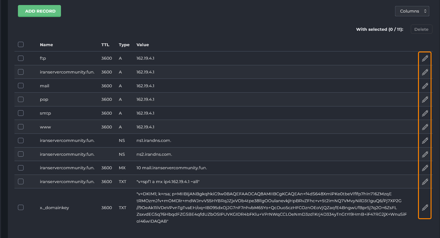ویرایش رکورد موجود