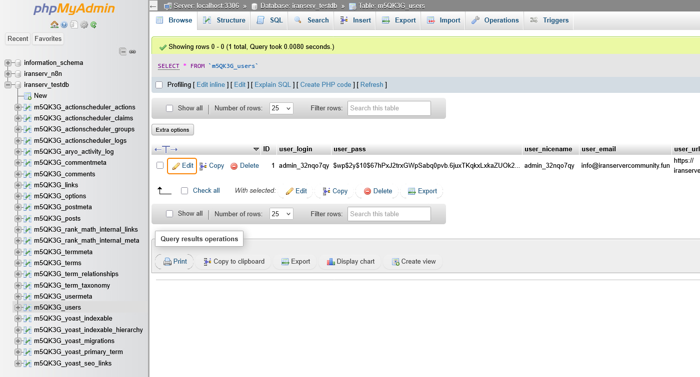 ویرایش کاربر ادمین