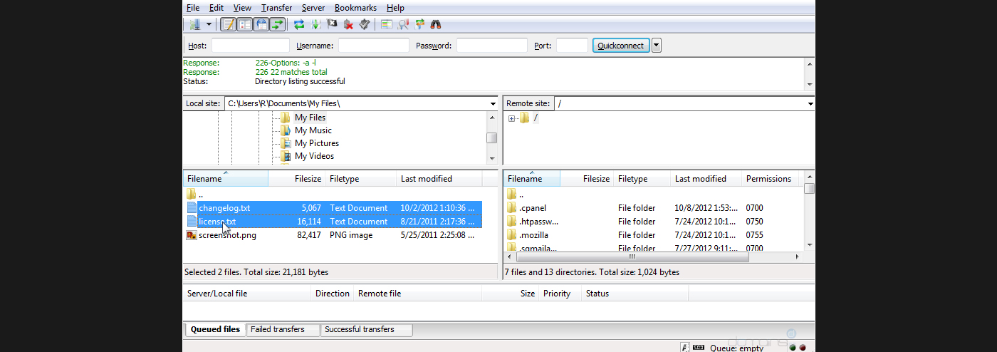 پلود فایل در هاست از طریق FileZilla