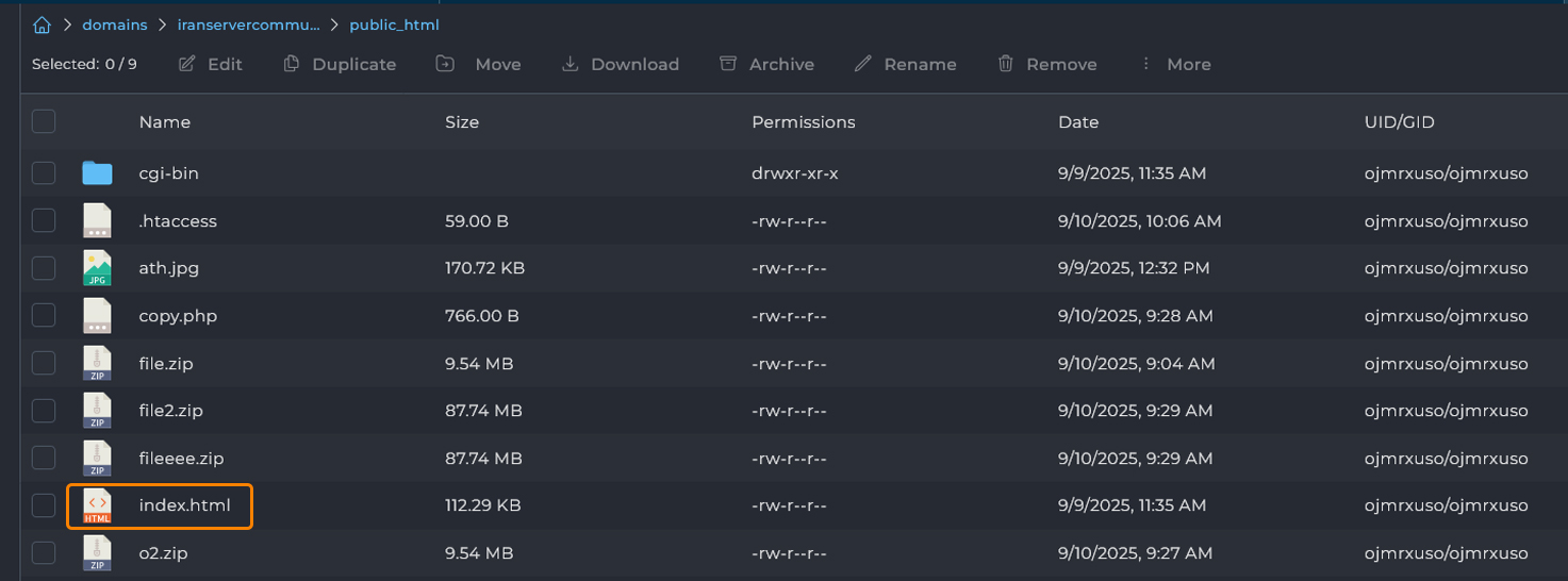 پوشه public_html دامنه