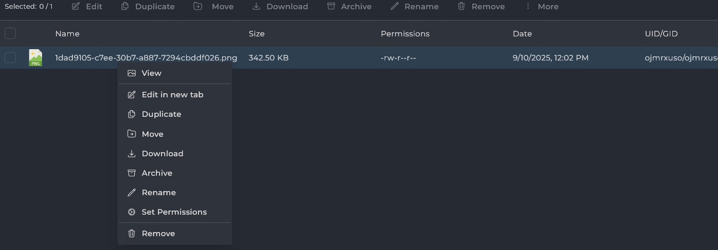 کلیک راست فایل منیجر