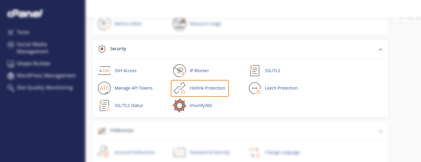 گزینه hotlink-protection