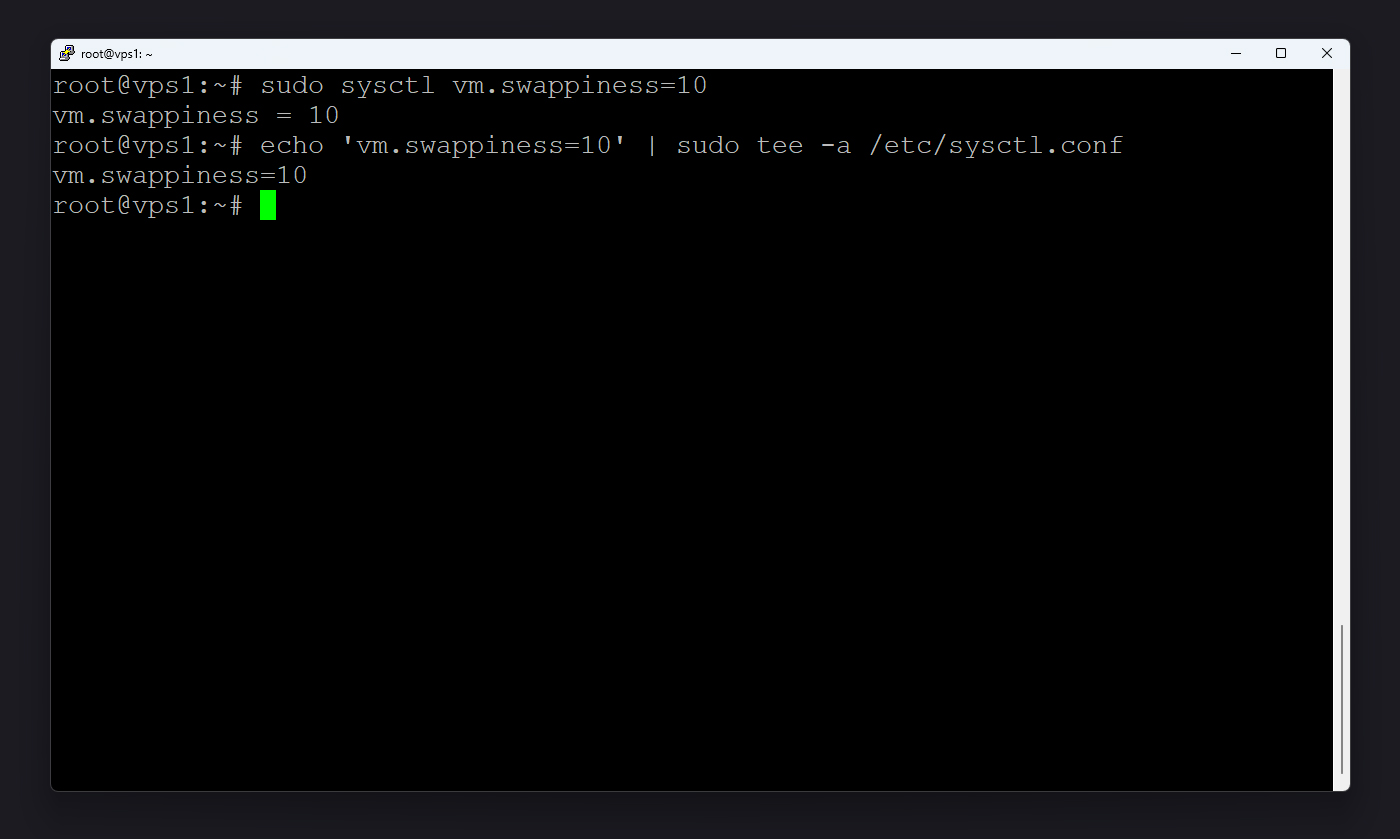 تنظیم مقدار swappiness