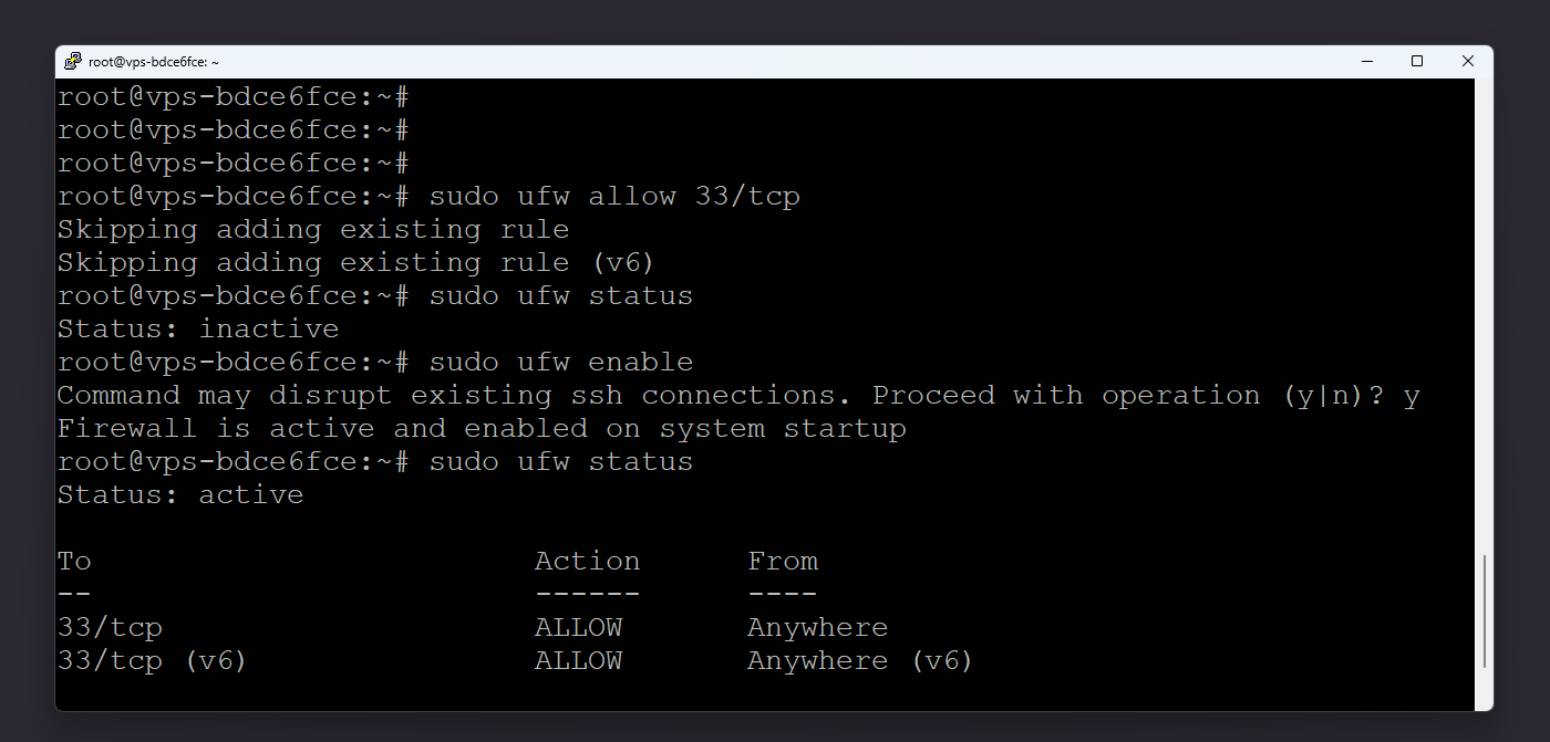 تنظیم پورت جدید در UFW
