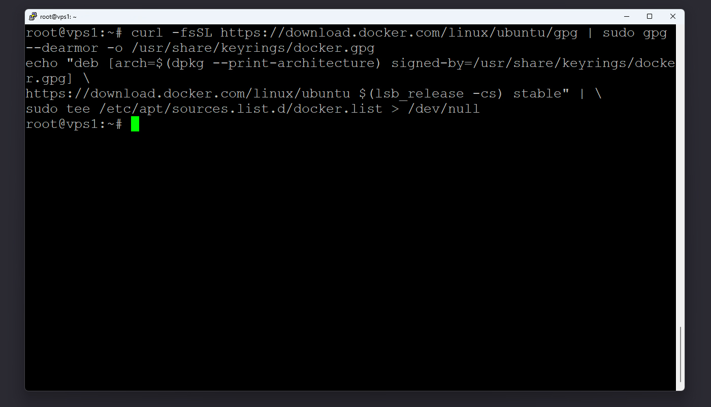 نمای افزودن مخزن رسمی Docker