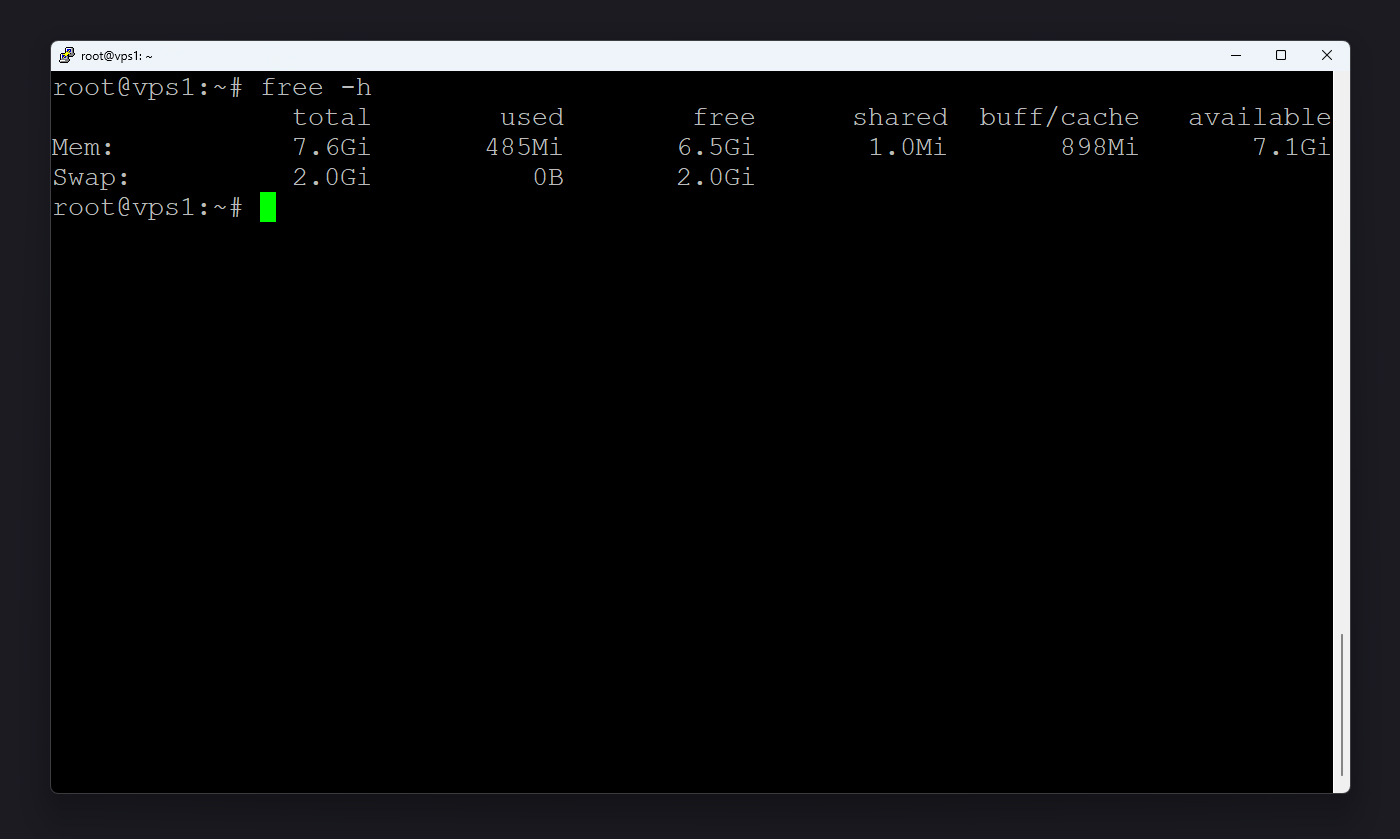 نمای خروجی free -h