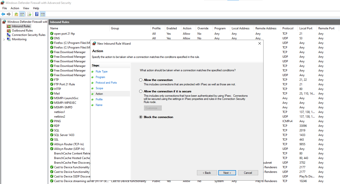 Block the connection