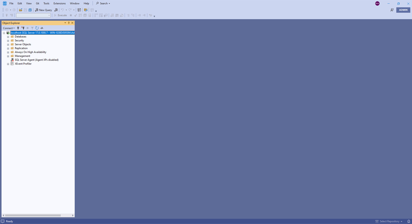 نمای ورود به SSMS