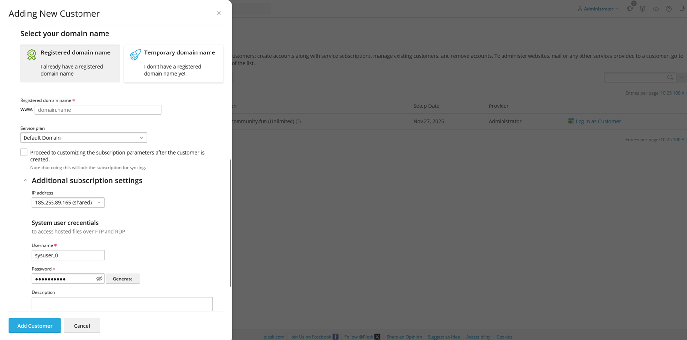 ایجاد یک Customer