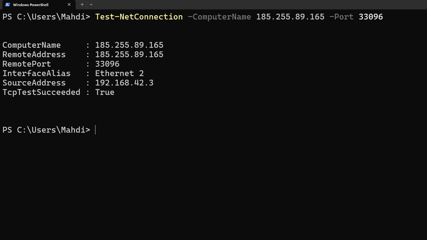 بررسی باز بودن پورت در شبکه کاربر