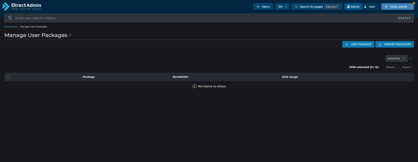 دکمه Add Package