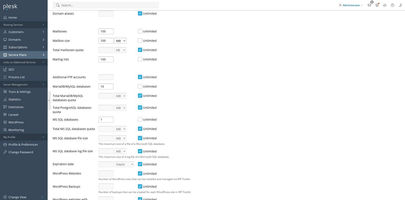 ایجاد یا ویرایش یک Service Plan