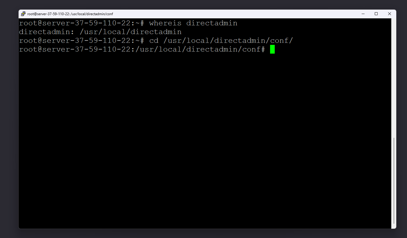نمای مسیر conf در ترمینال