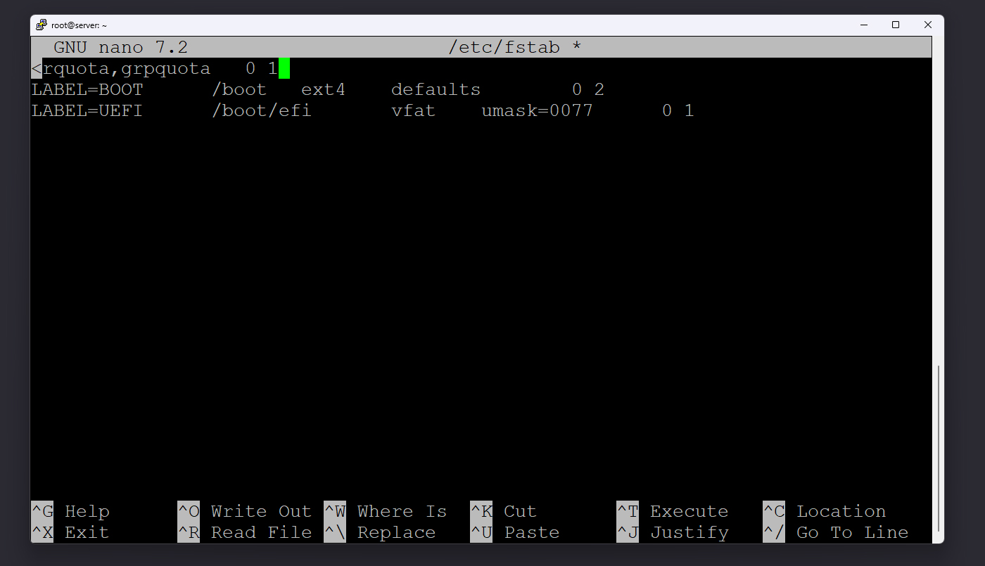 ویرایش فایل fstab در اوبونتو