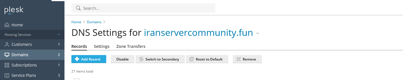 نمای دکمه Reset to Default و Disable