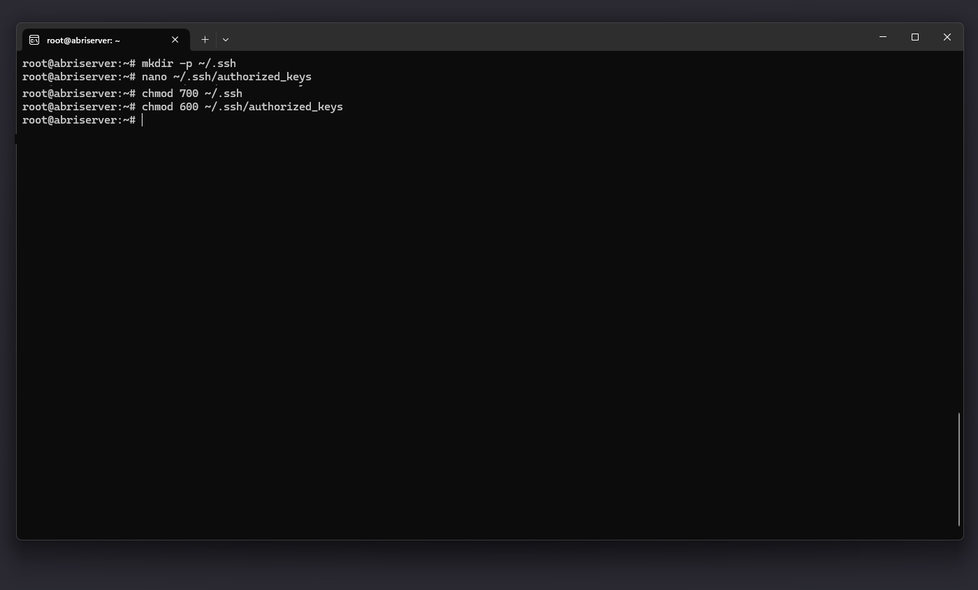ثبت کلید عمومی در فایل authorized_keys
