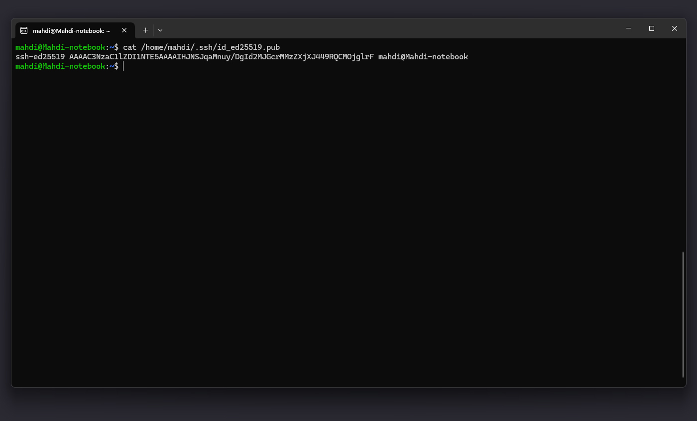 مشاهده و کپی کلید عمومی SSH