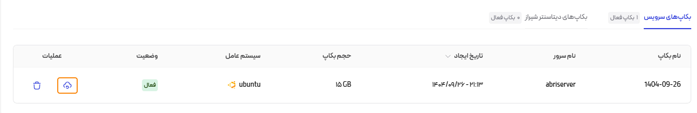 گزینه بازگردانی اسنپشات